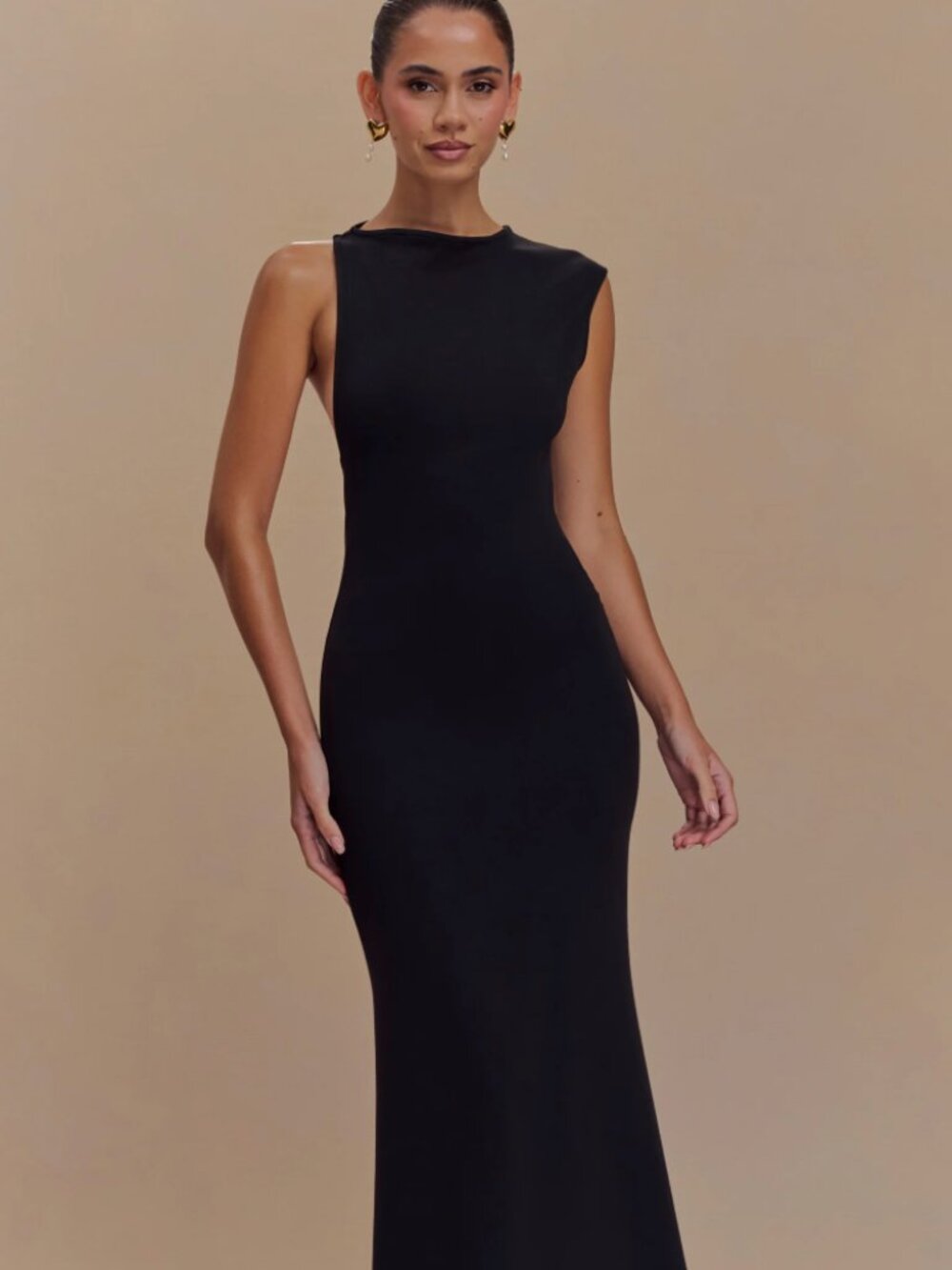 Meshki Katerina Scuba Jersey Cut Out Maxi Dress - Black - Picture 2 of 6